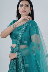 Dazzling Stone Work Designer Soft Net Lehenga with Crop Top LEHENGA JCS Fashions