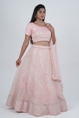 Designer A-line Lehenga with Sequin-Embellished Crop Top