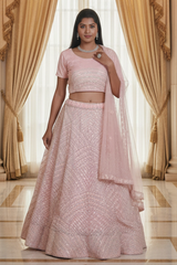 Designer A-line Lehenga with Sequin-Embellished Crop Top