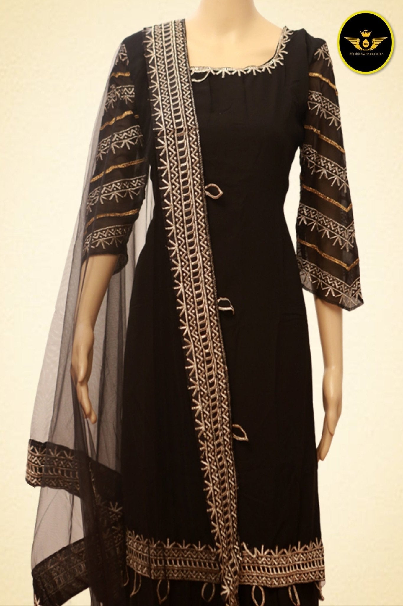 Designer Embroidered Georgette Party Wear Sharara Palzo with Fancy Sleeves KURTI JCS Fashions
