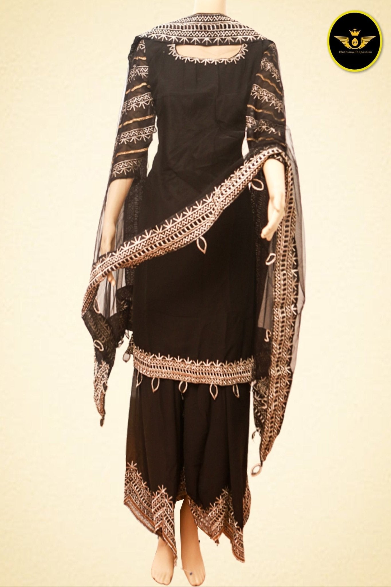 Designer Embroidered Georgette Party Wear Sharara Palzo with Fancy Sleeves KURTI JCS Fashions
