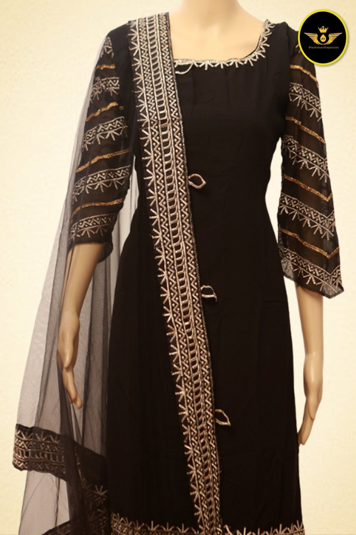 Designer Embroidered Georgette Party Wear Sharara Palzo with Fancy Sleeves KURTI JCS Fashions