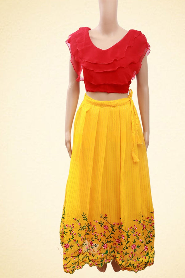 Designer Pure Georgette Handwork Lehenga with Blouse - JCS Fashions LEHENGA JCS Fashions Yellow Medium (38)