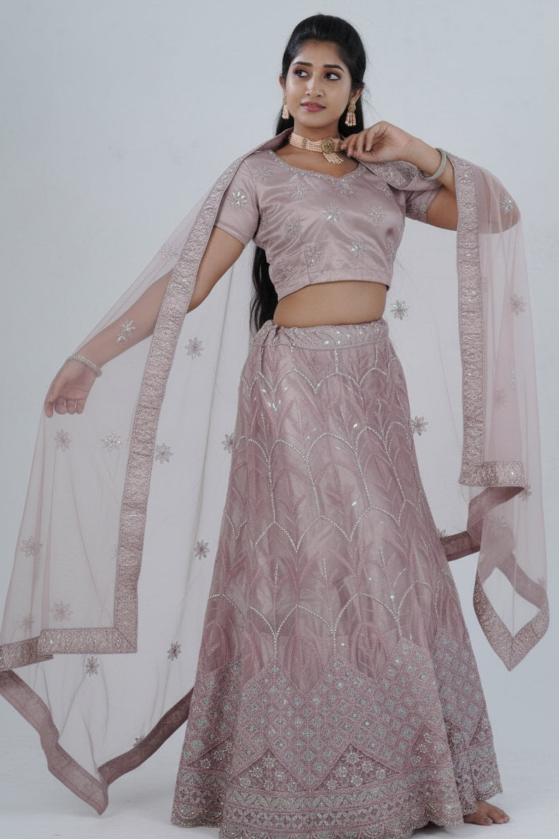 Designer Soft Net Lehenga with Embellished Crop Top - Indian Elegance LEHENGA JCS Fashions