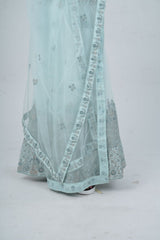 Designer Stone Work Lehenga & Crop Top Ensemble - Light Blue LEHENGA JCS Fashions