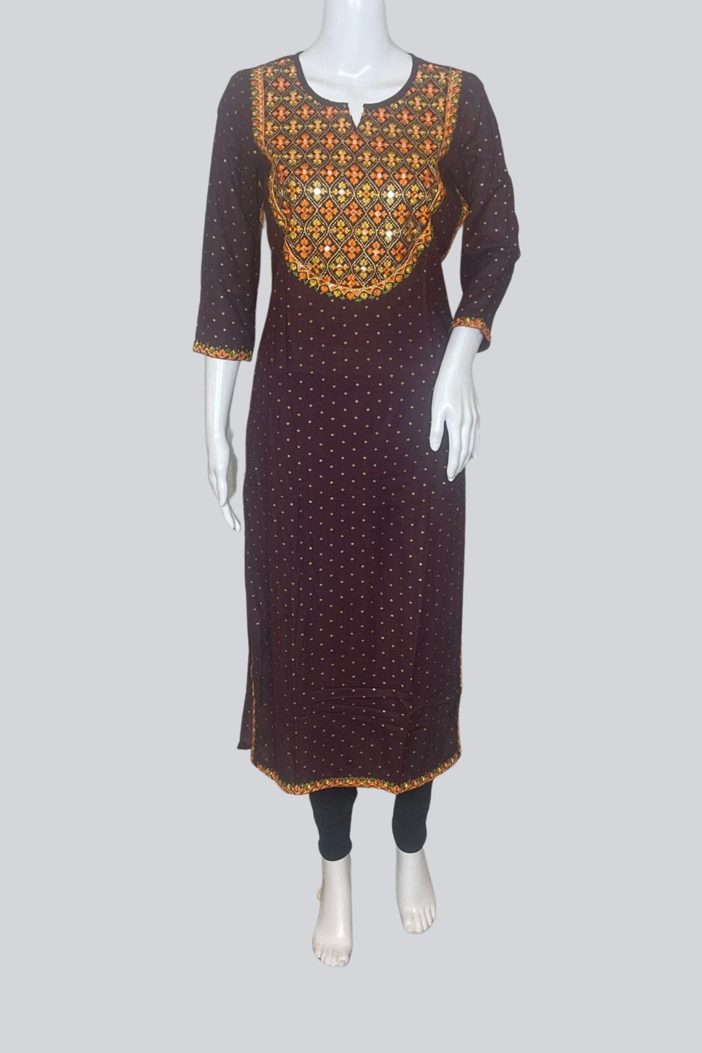 Designer Straight Kurti with Embroidery & Mirror Magic - JCS Fashions - JCS Fashions