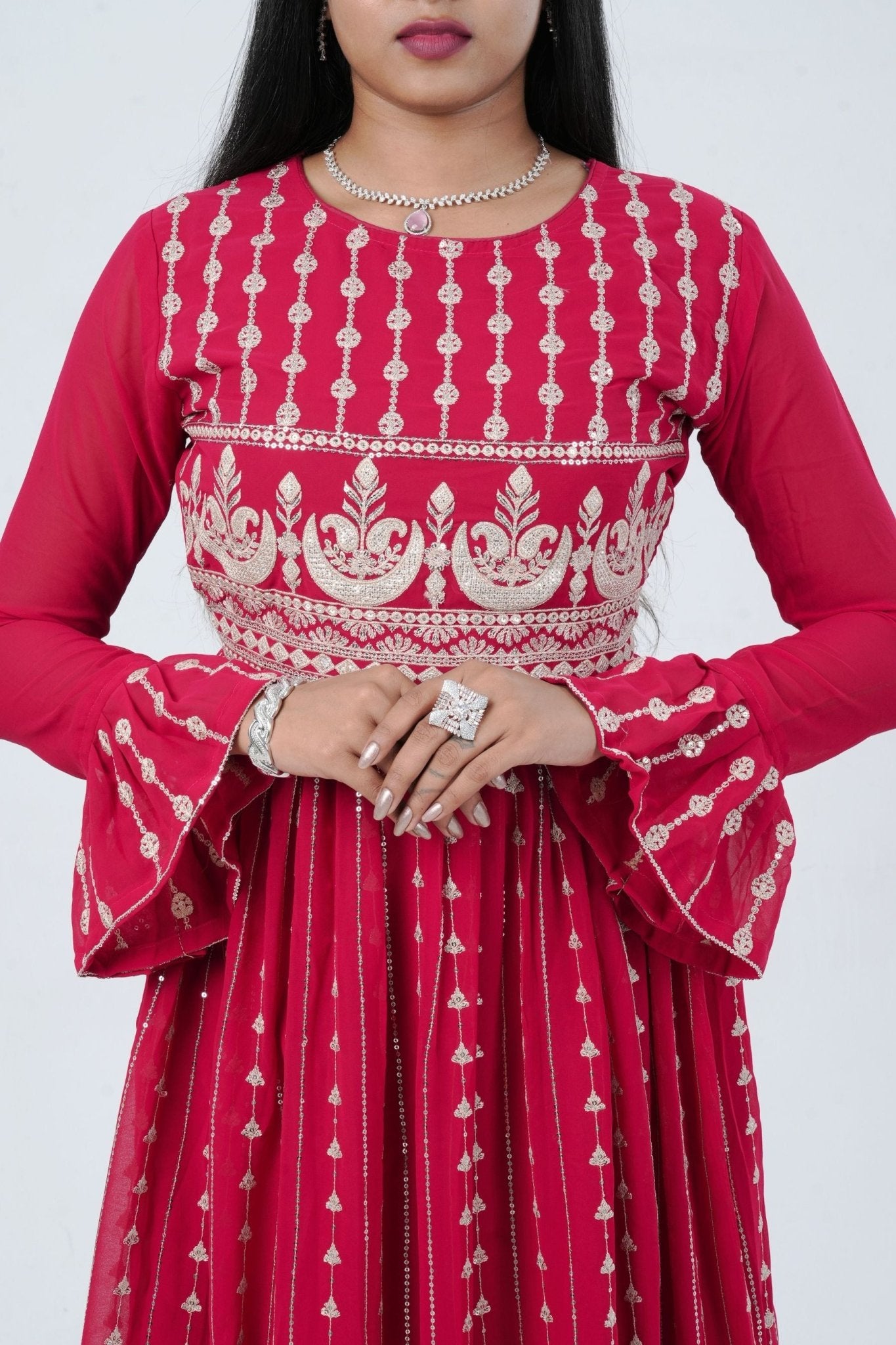 Divine Embroidered Real Georgette Kurti Top by JCS Fashions KURTI JCS Fashions