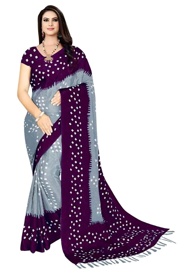 Traditional Soft Silk Bandhani Saree in Georgette with Matching Blouse