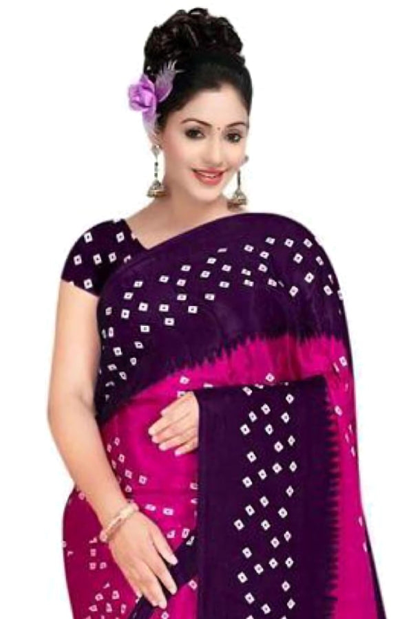 Elegant Bandhani Georgette Saree with Silk-Blend Blouse by JCS Fashions