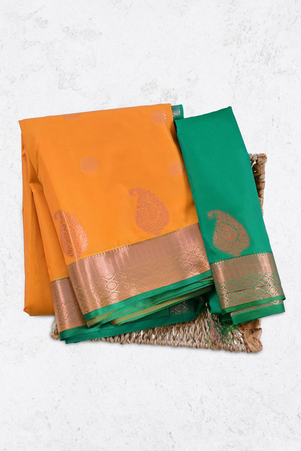 Opulent Copper Zari Saree with Grand Pallu & Dual Border -JCS Fashions