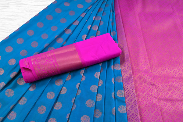 Elegant Peacock Pattern Saree with Copper Zari Detailing by JCS Fashions
