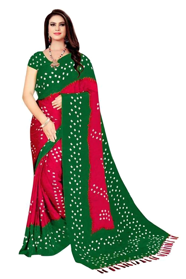 Graceful Georgette Bandhani Saree with Silk Blend Running Blouse