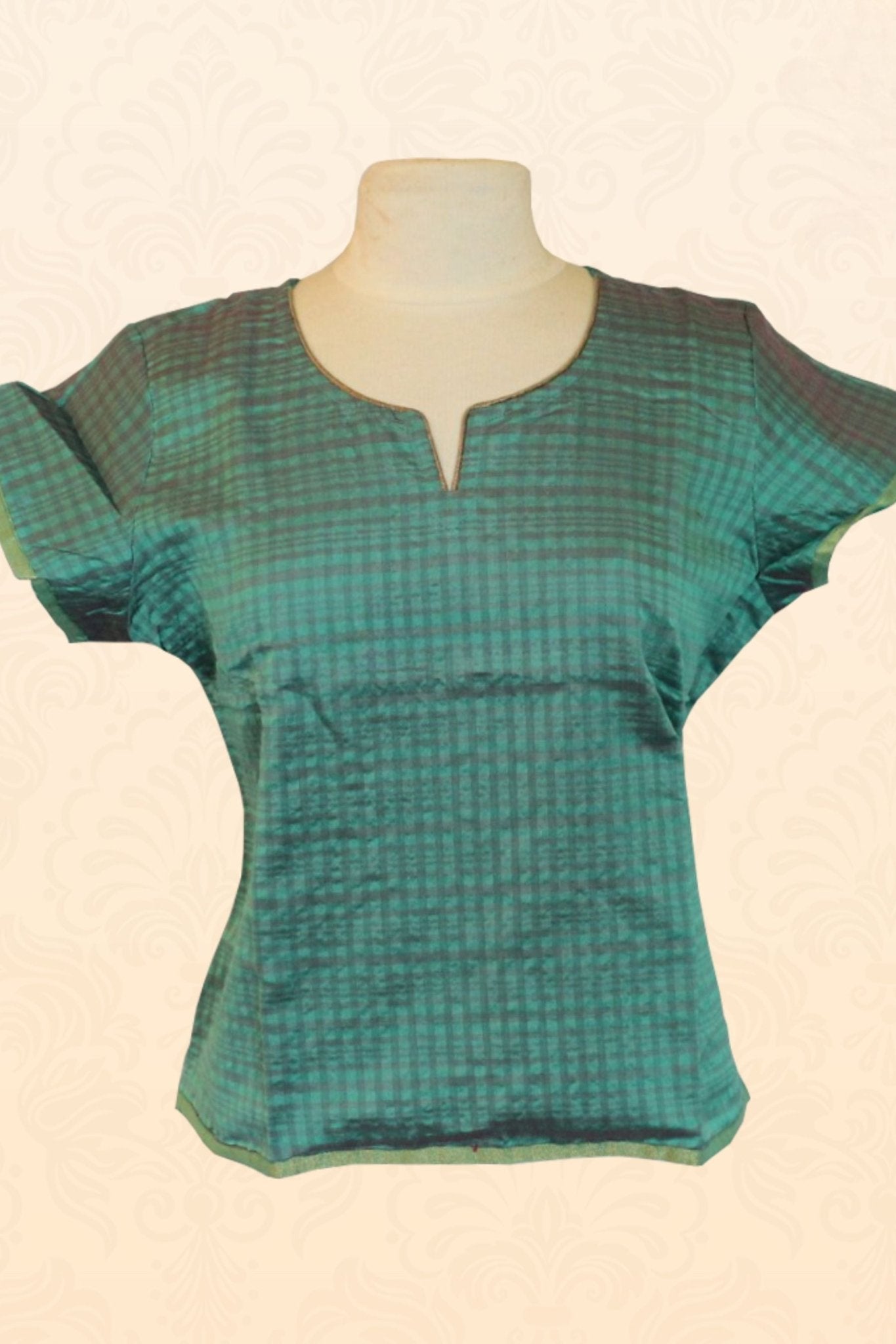 Dual Tone Silk Cotton Short Kurti with Indian Kurti design - JCS Fashions