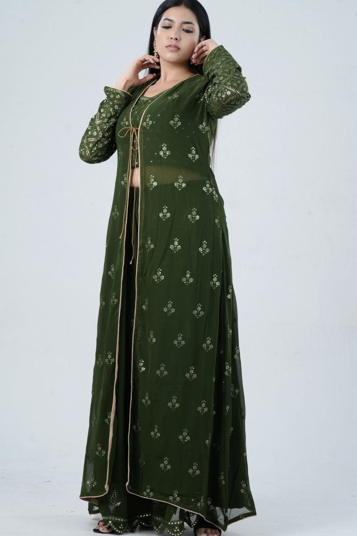 Effortlessly Chic Real Georgette Crop Top & Plazzo Set for Stylish Looks KURTI JCS Fashions
