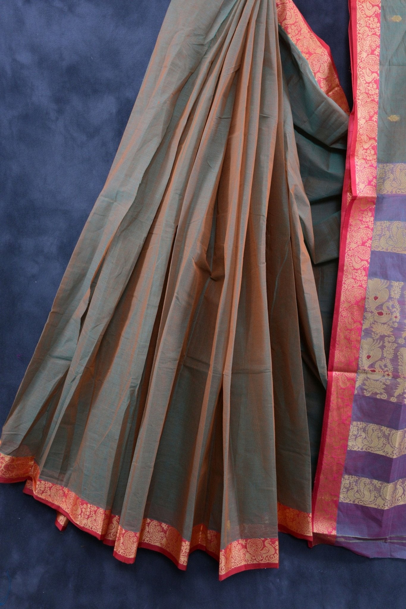 Elegant 100% Cotton Saree with Richly Woven Pallu - Indian Aesthetics Saree JCS Fashions