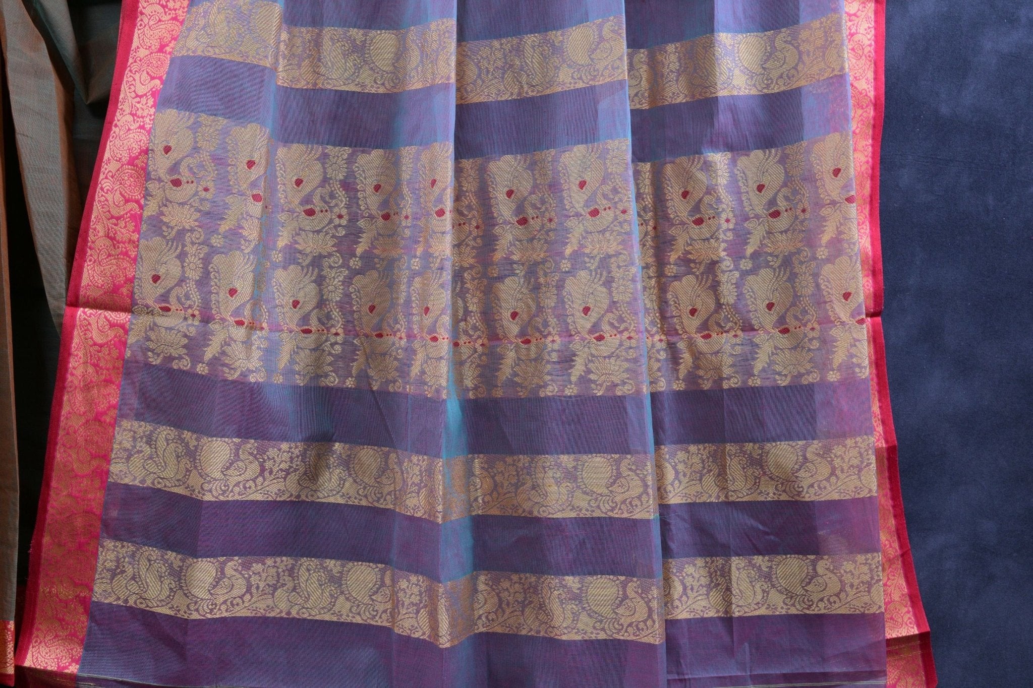 Elegant 100% Cotton Saree with Richly Woven Pallu - Indian Aesthetics Saree JCS Fashions