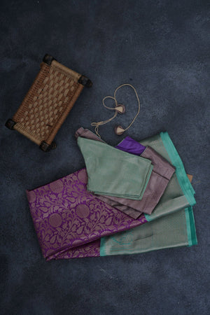 Blue Banarasi Tissue Saree with Jacquard Blouse