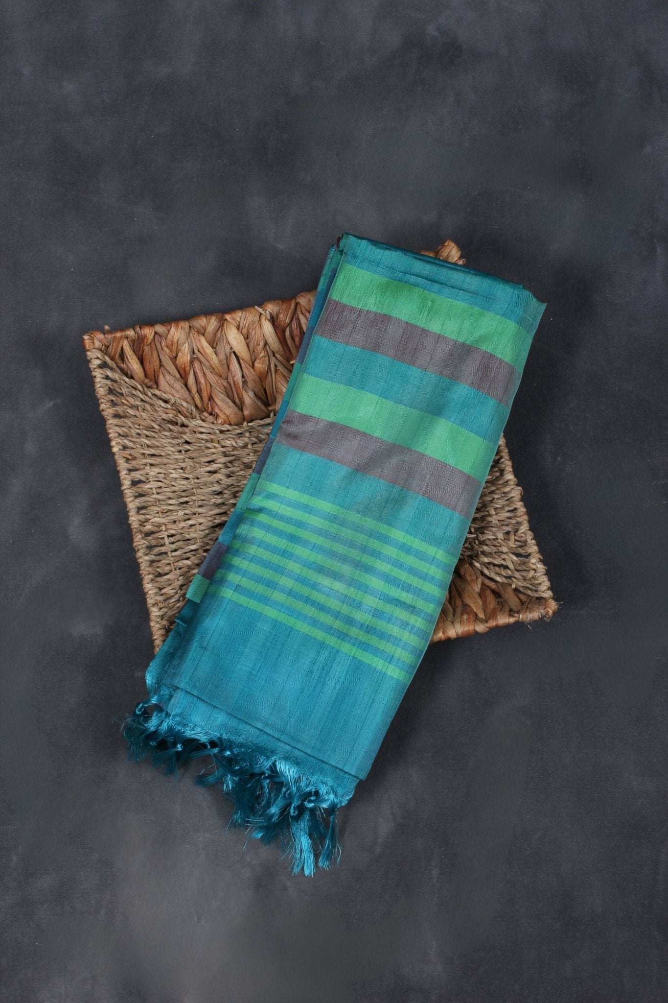 Elegant Borderless Banana Pith Saree - Versatile and Timelessly Chic Saree JCS Fashions Teal & Green 5.5 meters