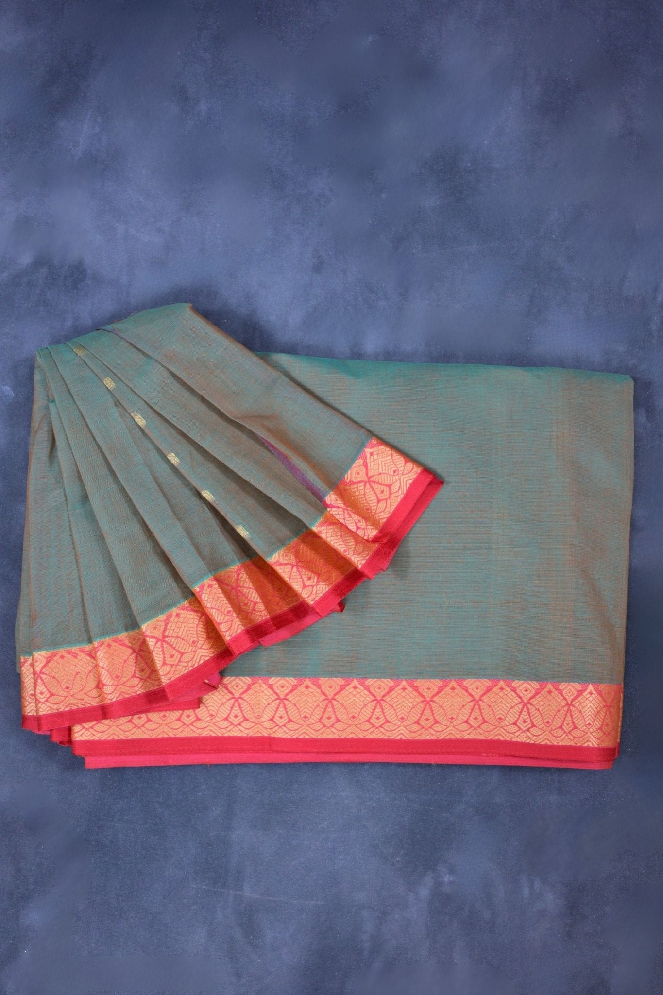 Elegant Cotton Saree & Rich Pallu - Timeless Ethnic Elegance Redefined Saree JCS Fashions Green/Red 5.5 meters