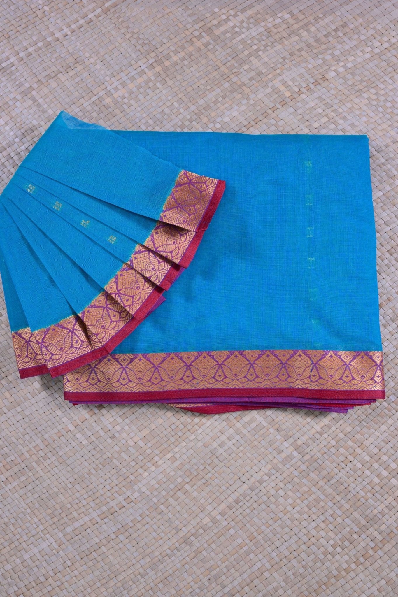 Elegant Cotton Saree - Traditional 6 3/4 Yard Couture by JCSFashions Saree JCS Fashions Blue 5.5 meters