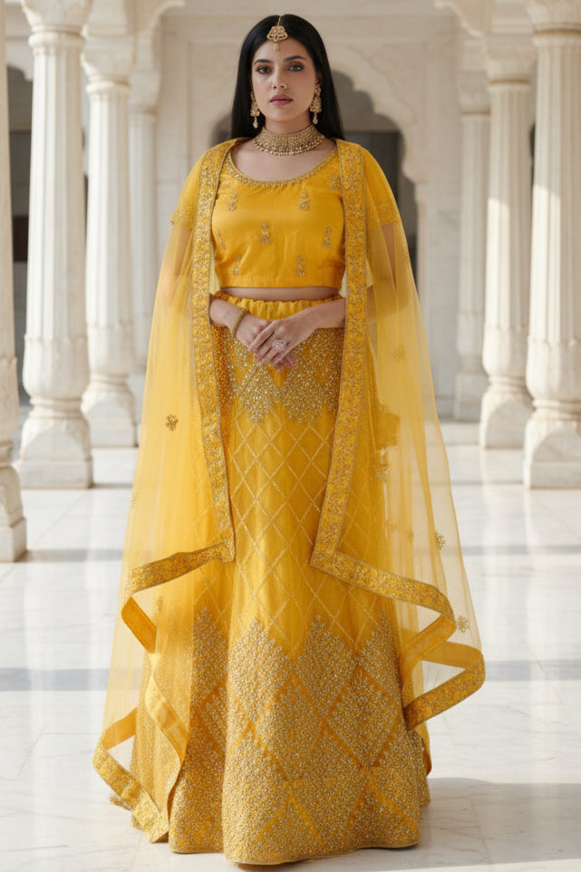 Elegant Designer Lehenga with Embroidery and Sparkling Sequins Detail LEHENGA JCS Fashions