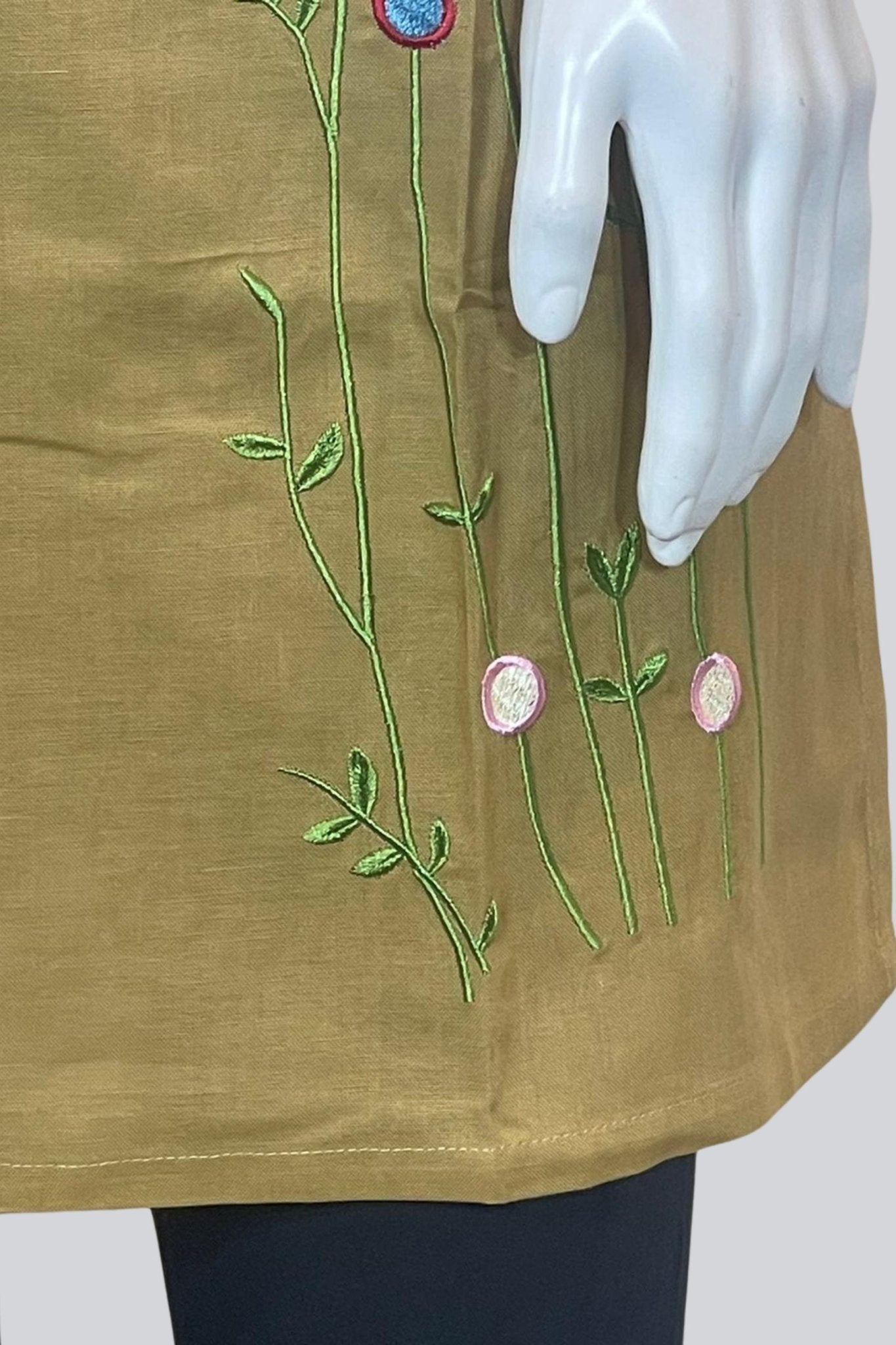 Elegant Embroidered Cotton Kurti: 31" Length, Stylish Short Sleeves - JCS Fashions
