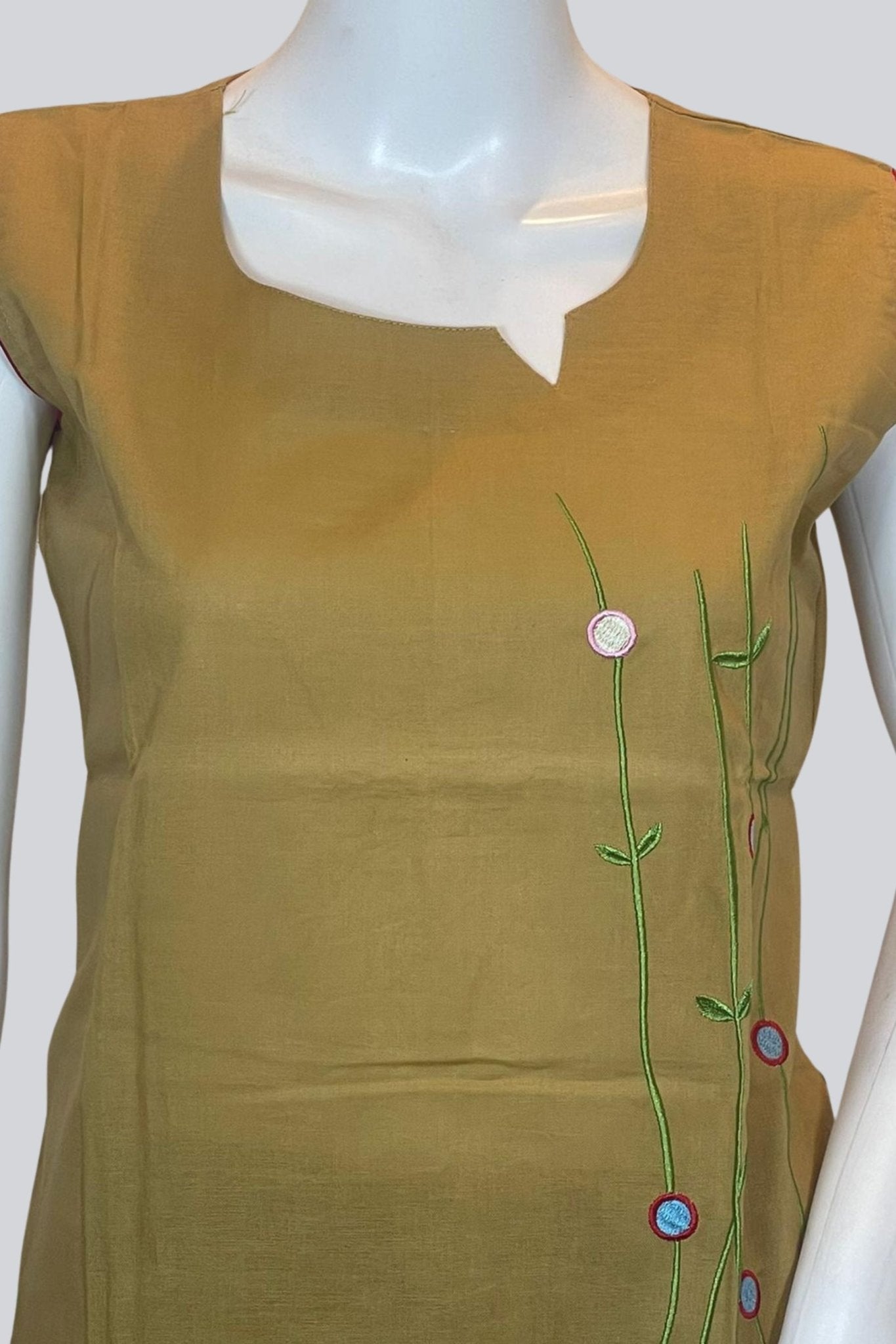 Elegant Embroidered Cotton Kurti: 31" Length, Stylish Short Sleeves - JCS Fashions