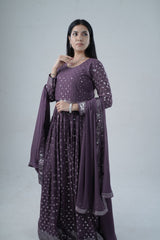 Elegant Georgette Gown with Sparkling Sequins and Silk Santoon Pants KURTI JCS Fashions