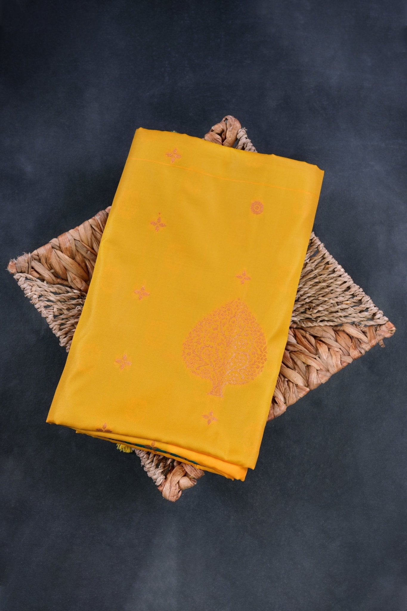 Elegant Kanchipuram Semi-Silk Saree with Heavy Pallu from JCSFashions Saree JCS Fashions Yellow 5.5 meters