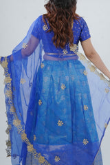 Elegant Kanchipuram Silk Lehenga with Zari Border & Beaded Organza Dupatta LEHENGA JCS Fashions