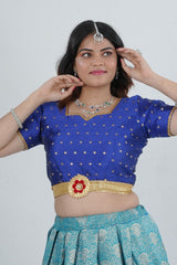 Elegant Kanchipuram Silk Lehenga with Zari Border & Beaded Organza Dupatta LEHENGA JCS Fashions