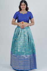 Elegant Kanchipuram Silk Lehenga with Zari Border & Beaded Organza Dupatta LEHENGA JCS Fashions