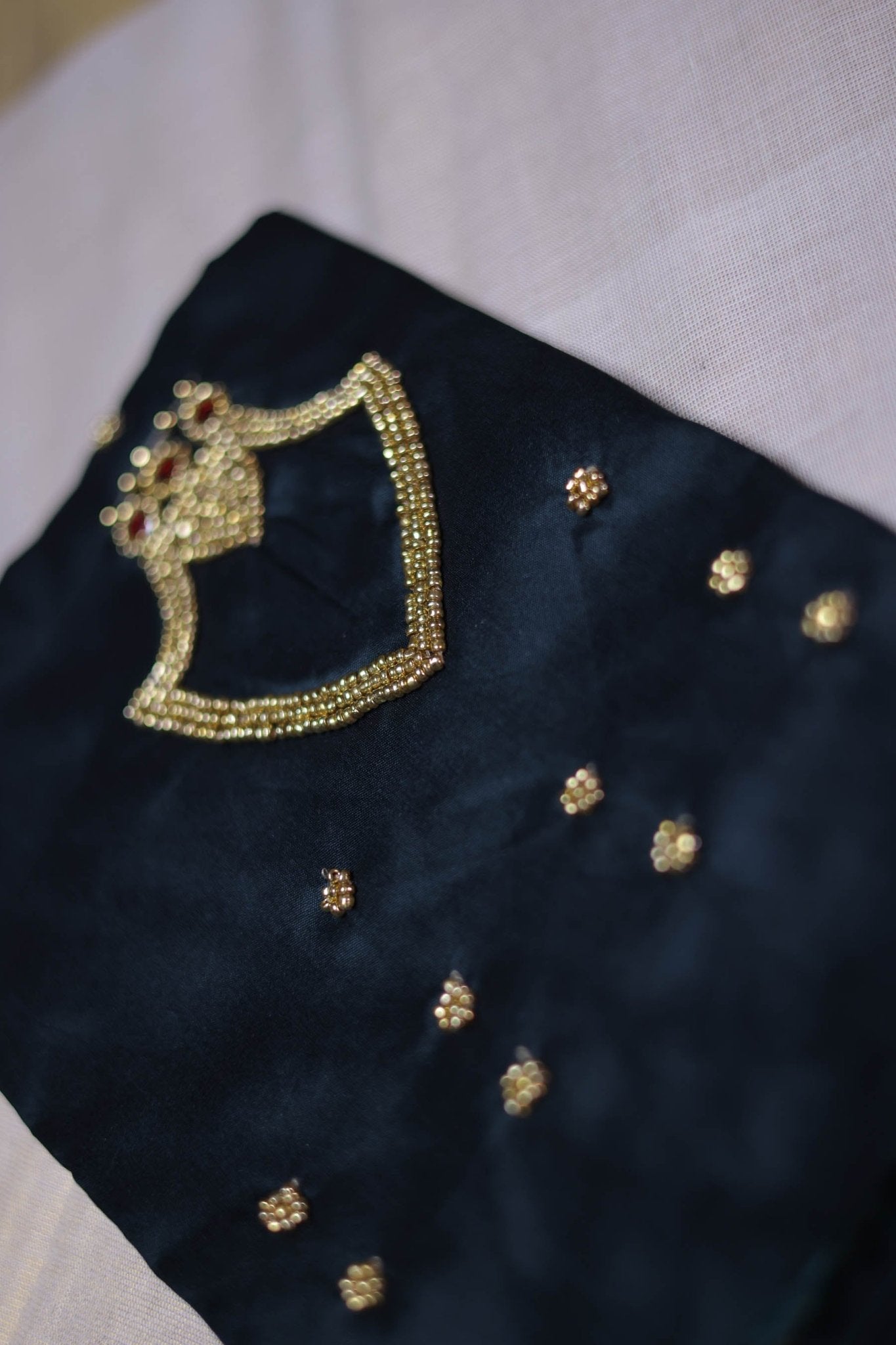 Elegant Kerala Golden Tissue Saree with Aari Beadwork Saree JCS Fashions