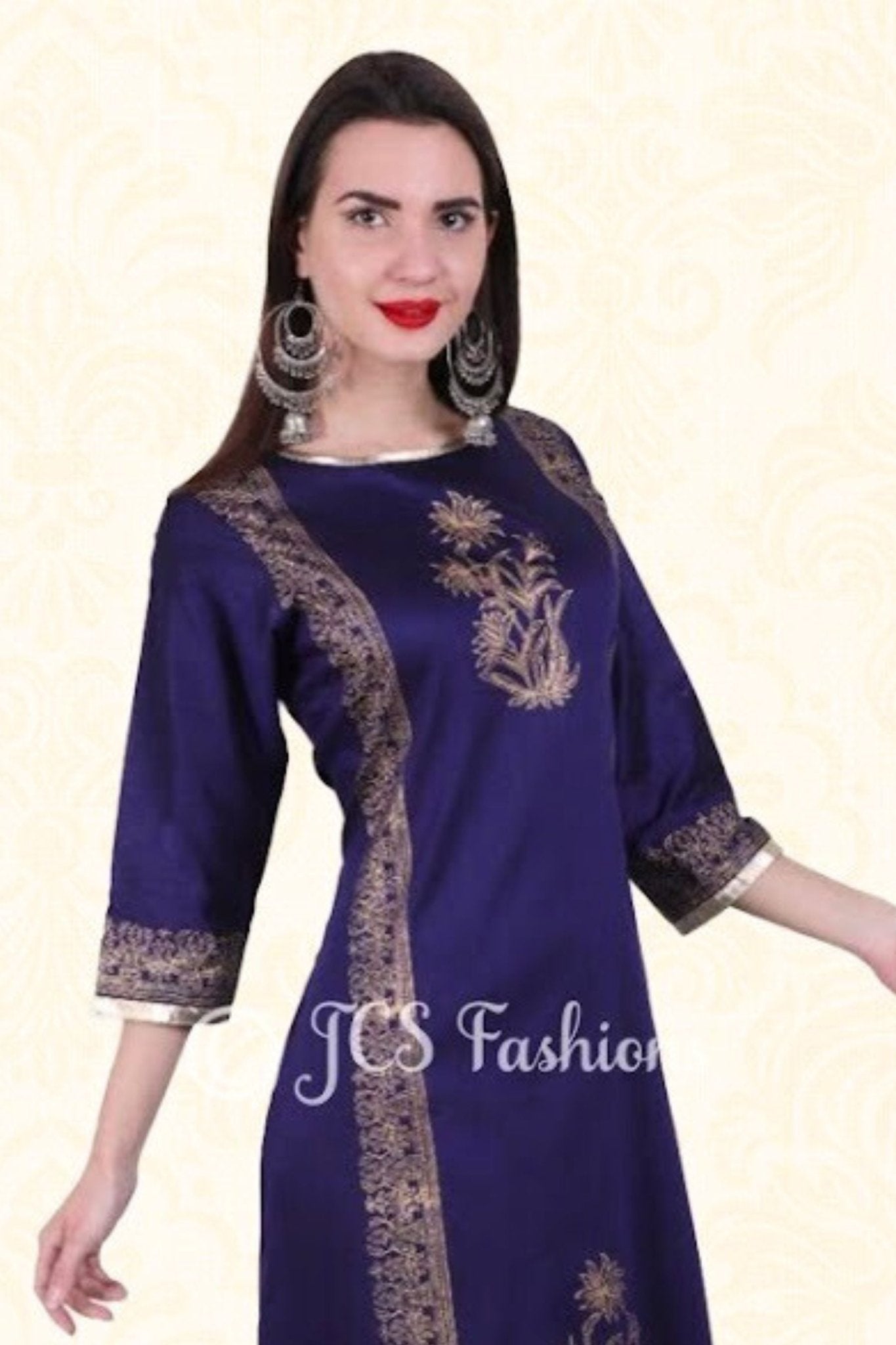 Elegant Navy Blue Anarkali Cotton Kurti - Traditional & Versatile Style KURTI JCS Fashions