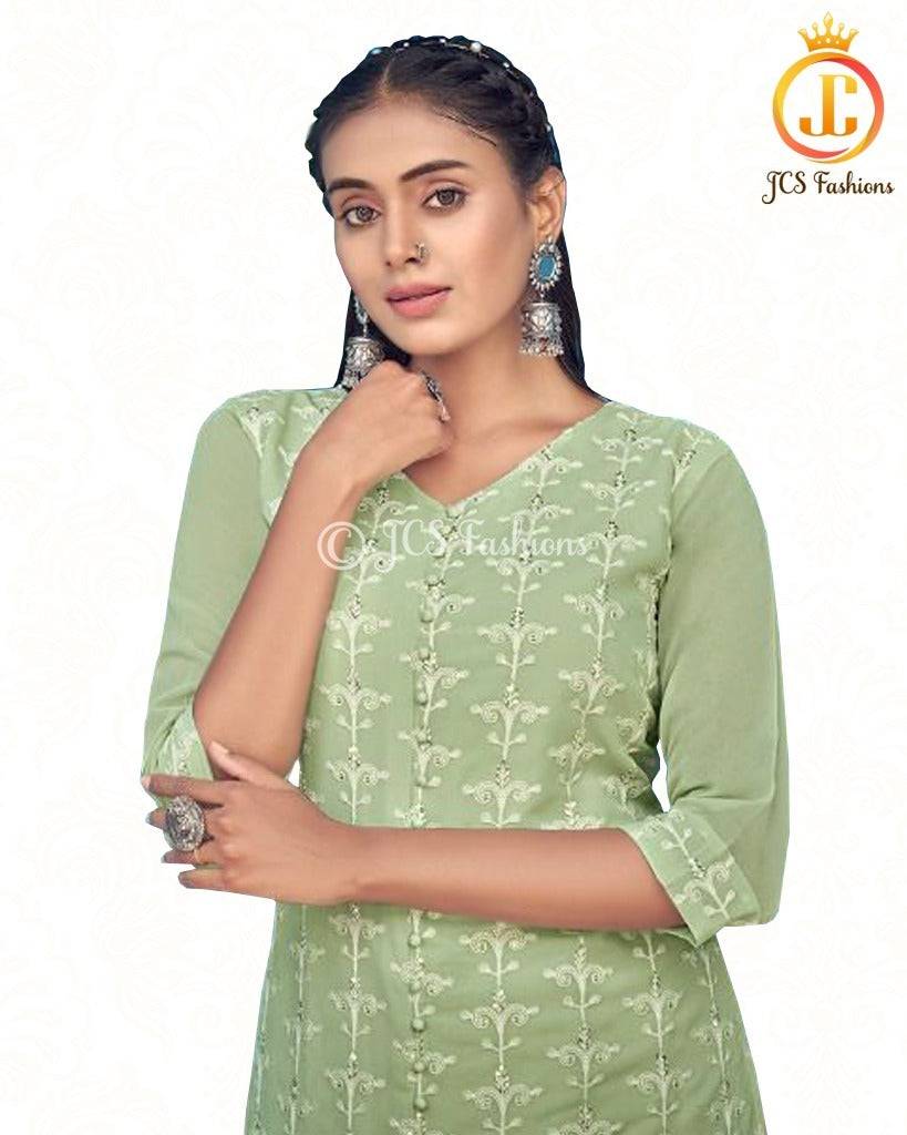Traditional Georgette Lucknowi Kurti with Cotton Skirt Kurti JCS Fashions