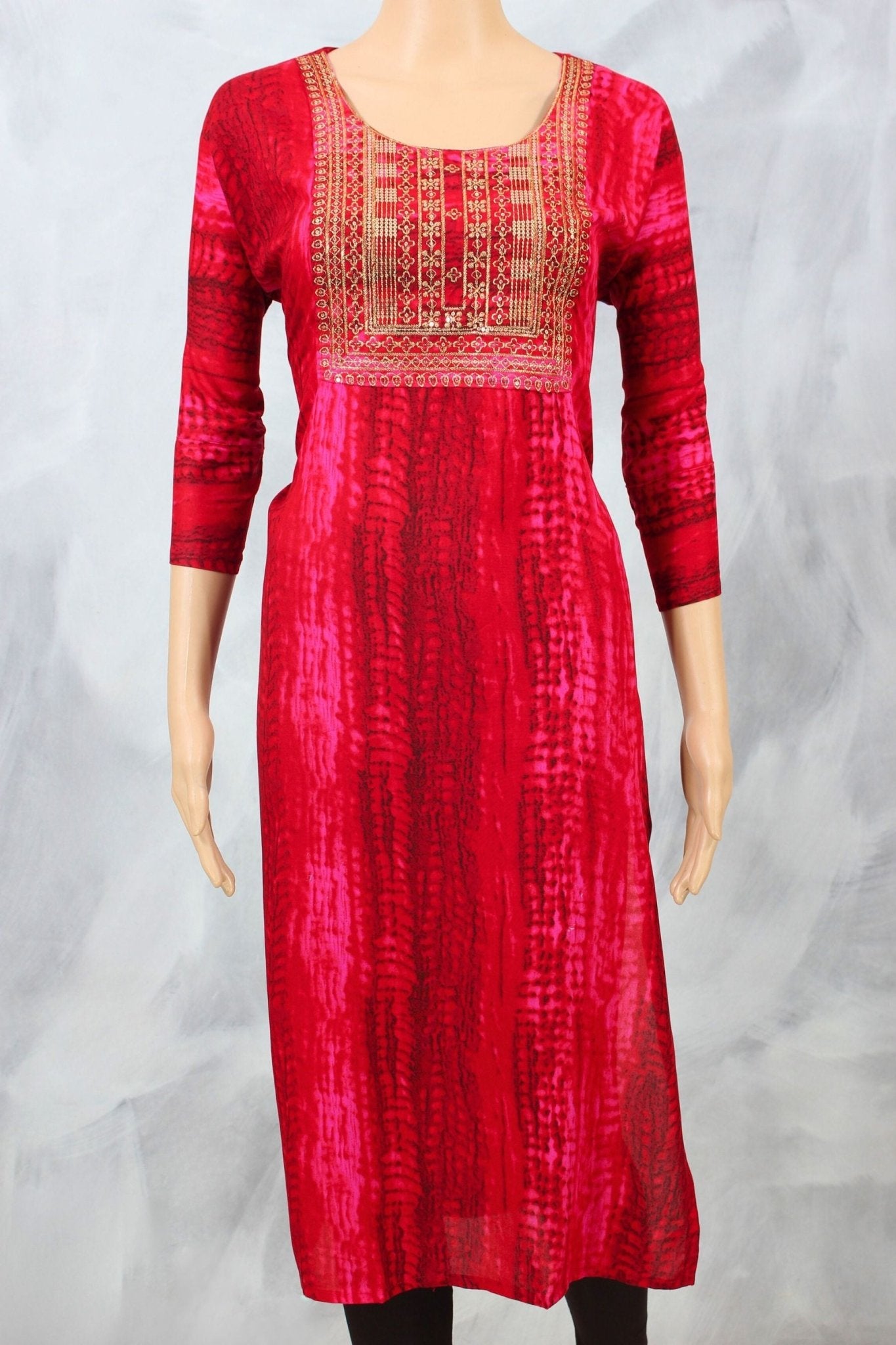 Elegant Rayon Kurti with Sparkling Sequin and Zari Embroidery KURTI JCS Fashions Pinkish Red Large (40)