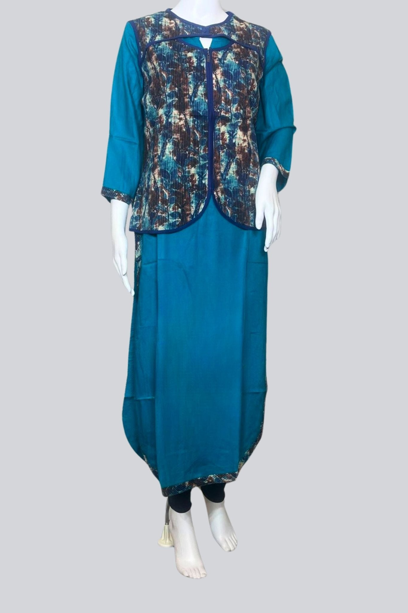 Elegant Rayon Kurti with Stylish Jacket – Perfectly Tailored for Comfort KURTI JCS Fashions Teal Green Small (36)