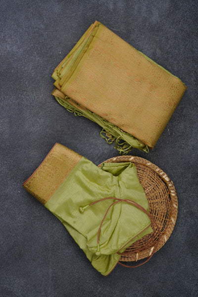 Elegant Rising Border Kanchipuram Semi-Silk Saree in Pista Green Saree JCS Fashions