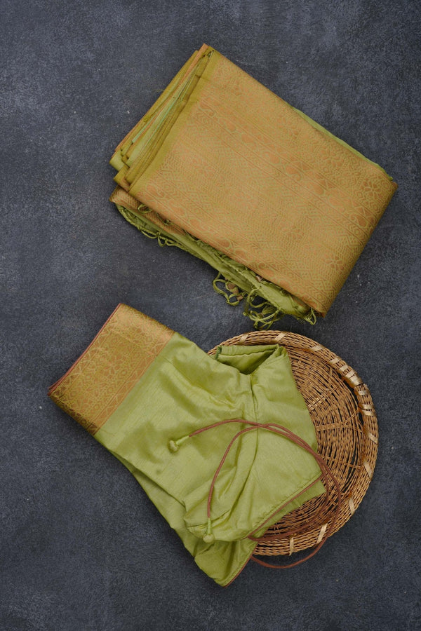 Elegant Rising Border Kanchipuram Semi-Silk Saree in Pista Green Saree JCS Fashions
