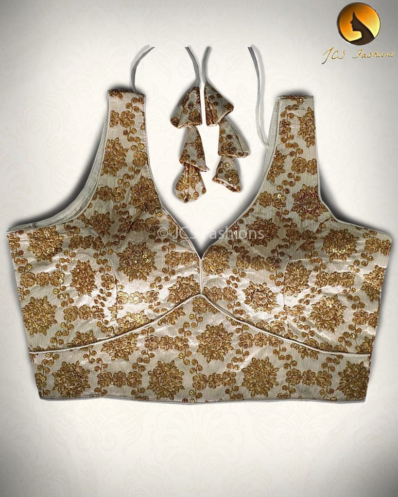 Elegant Sabyasachi Design Silk Blouse with Intricate Embroidery Blouse JCS Fashions