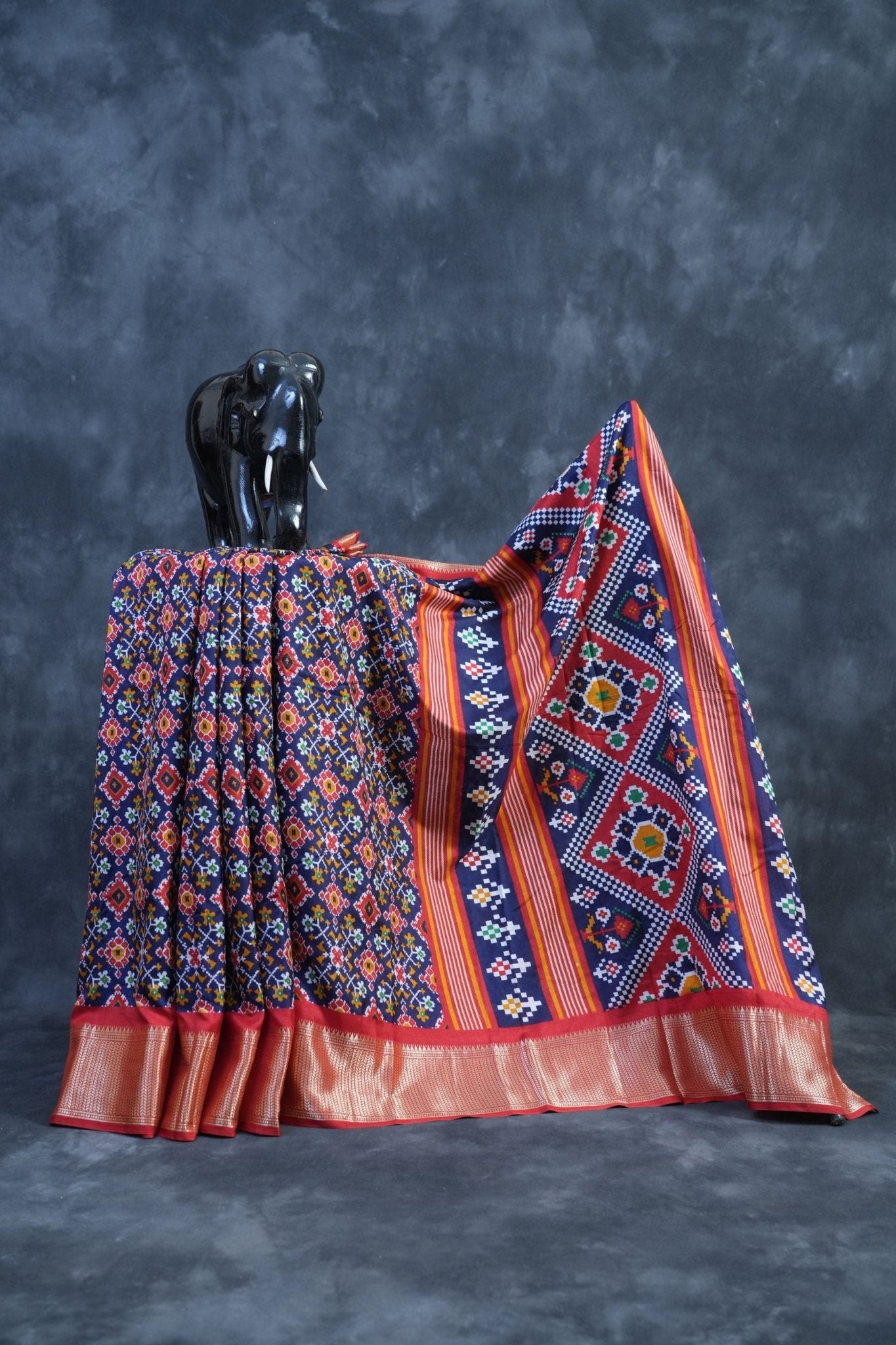 Elegant Semi Silk Kanchipuram Saree with Traditional Ikkat Design Saree JCS Fashions Blue 5.5 meters