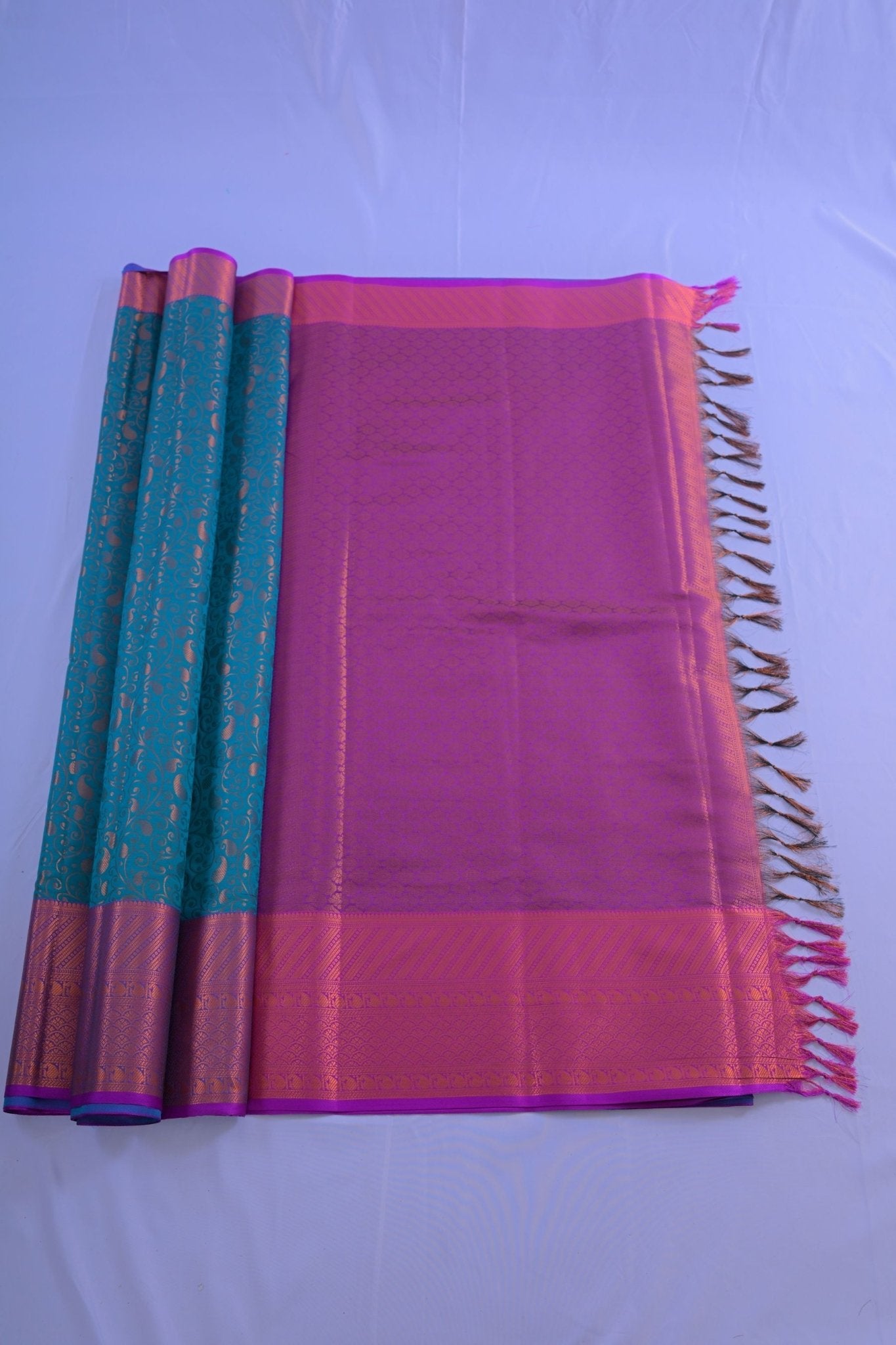 Elegant Semi-Silk Saree with Golden Zari & Mango Leaf Design -JCSFashion Saree JCS Fashions