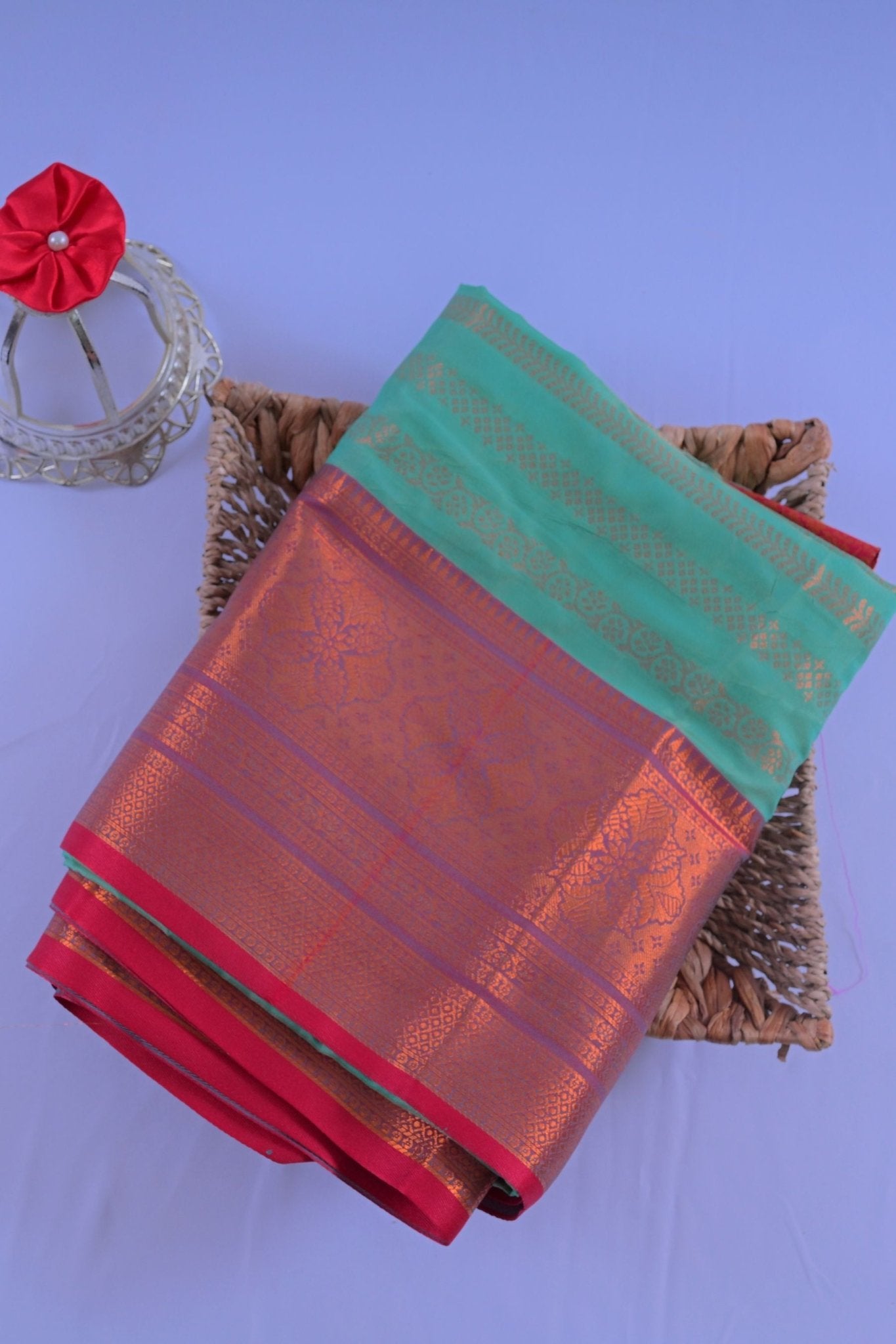 Elegant Semi-Silk Saree with Zari Lines & Dual Border - JCSFashions Saree JCS Fashions 5.5 meters Sea Green