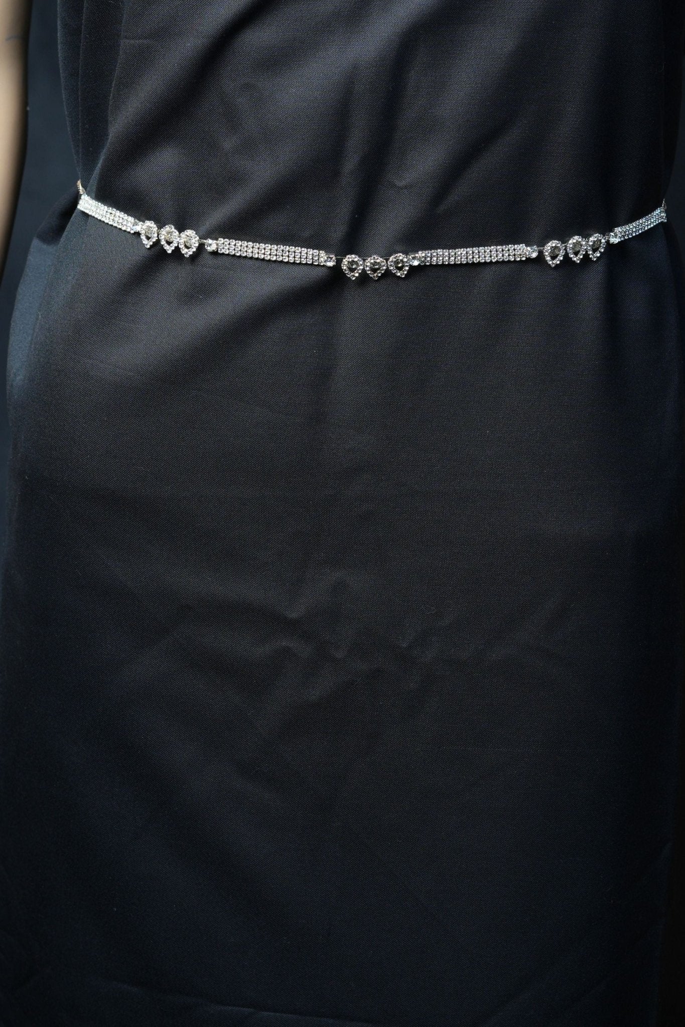 Elegant Silver Hip Chain with White Stones - Adjustable Glamour Accessory Jewelry JCS Fashions Silver 32.5 inch