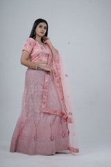 Elegant Soft-Net Lehenga Set with Sequins Embroidered Crop Top LEHENGA JCS Fashions
