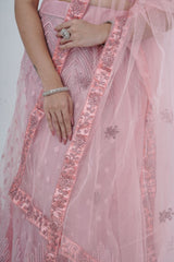 Elegant Soft-Net Lehenga Set with Sequins Embroidered Crop Top LEHENGA JCS Fashions
