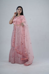 Elegant Soft-Net Lehenga Set with Sequins Embroidered Crop Top LEHENGA JCS Fashions