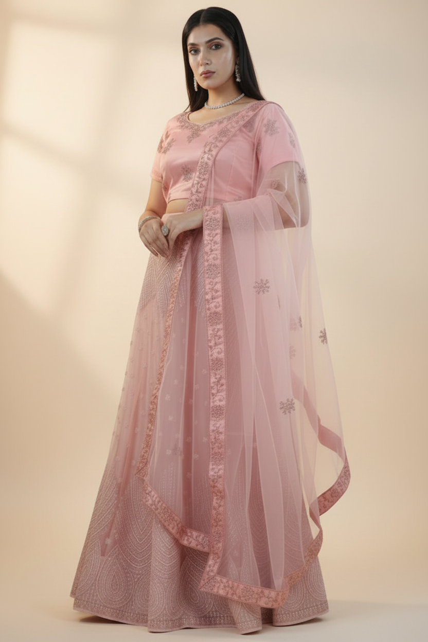 Large (40) Soft-Net Lehenga Set with Sequins