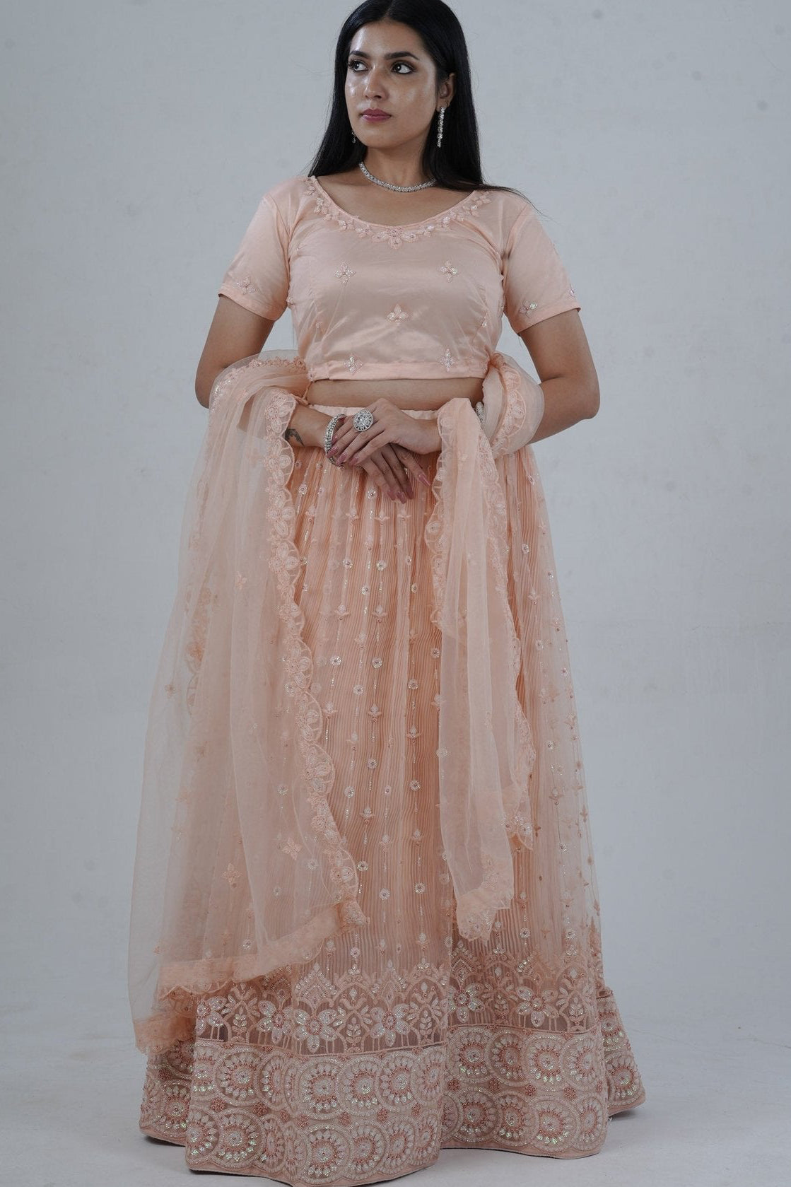 Elegant Soft Net Lehenga With Premium Beadwork & Sequins Embellishments LEHENGA JCS Fashions
