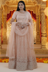 Orange Soft Net Lehenga With Beadwork & Sequins